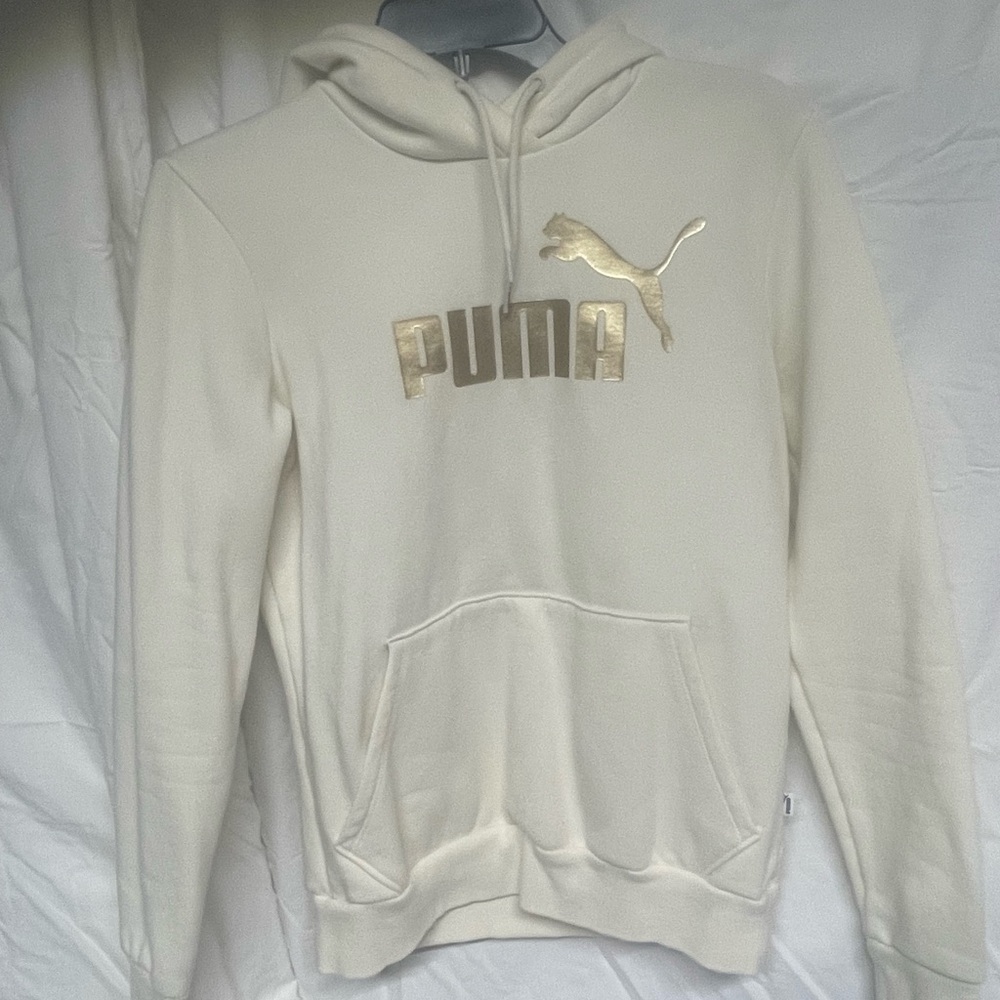 Puma Cream Sweatshirt with Textured Knit and Hood